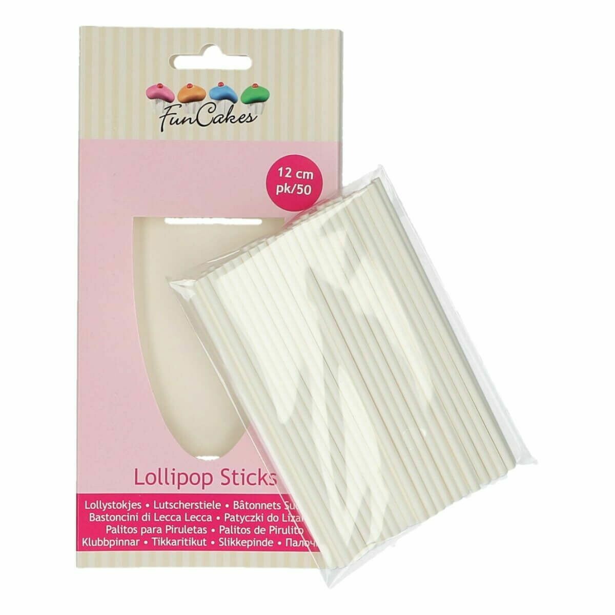 FunCakes Paper Cake Pop Sticks -WHITE - Χάρτινα Στικάκια για Κέικ Ποπς 12εκ 50 τεμ.