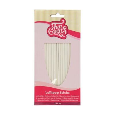 FunCakes Paper Cake Pop Sticks -WHITE - Χάρτινα Στικάκια για Κέικ Ποπς 15εκ 50 τεμ.