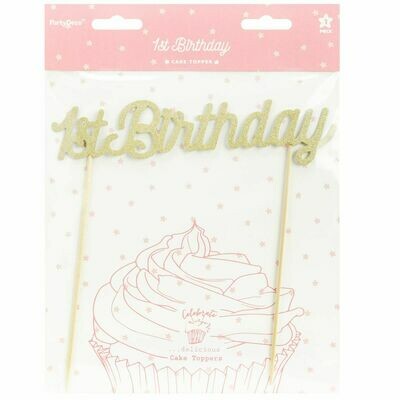 PartyDeco Cake Topper 1st Birthday -GOLD - Τόπερ Τούρτας 1α Γενέθλια