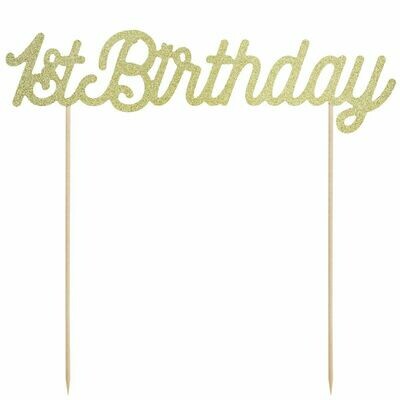 PartyDeco Cake Topper 1st Birthday -GOLD - Τόπερ Τούρτας 1α Γενέθλια