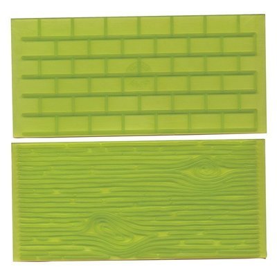 FMM Impression Mats -WOOD &amp; BRICK WALL - Σετ 2τεμ Ανάγλυφο Πατάκι Ξύλο &amp; Τούβλο
