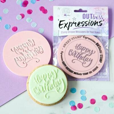 SALE!!! Sweet Stamp -OUTboss Expressions -Elegant 'Happy Birthday' - Σφραγίδα 'Happy Birthday'