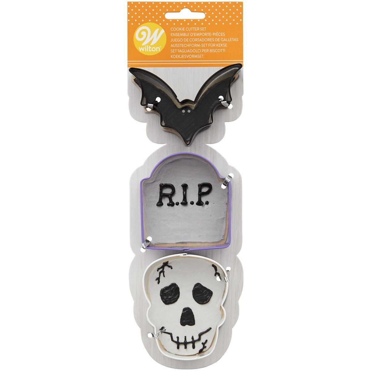 SALE!!! Wilton HALLOWEEN Cookie Cutter Bat-Tombstone-Skull 3 τμχ - Σετ 3τεμ Κουπ πατ Νυχτερίδα, Ταφόπλακα, Νεκροκεφαλή