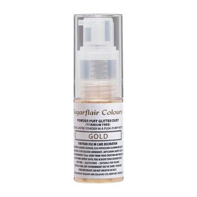 Sugarflair Powder Puff Glitter Dust Pump Spray -GOLD 10g - Βρώσιμο Γκλίτερ σε σπρέι - Χρυσό
