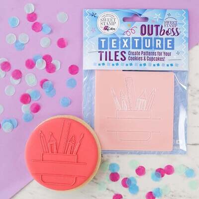 SALE!!! Sweet Stamp -OUTboss Texture Tiles -SCHOOL NAME CARD -Σφραγίδα