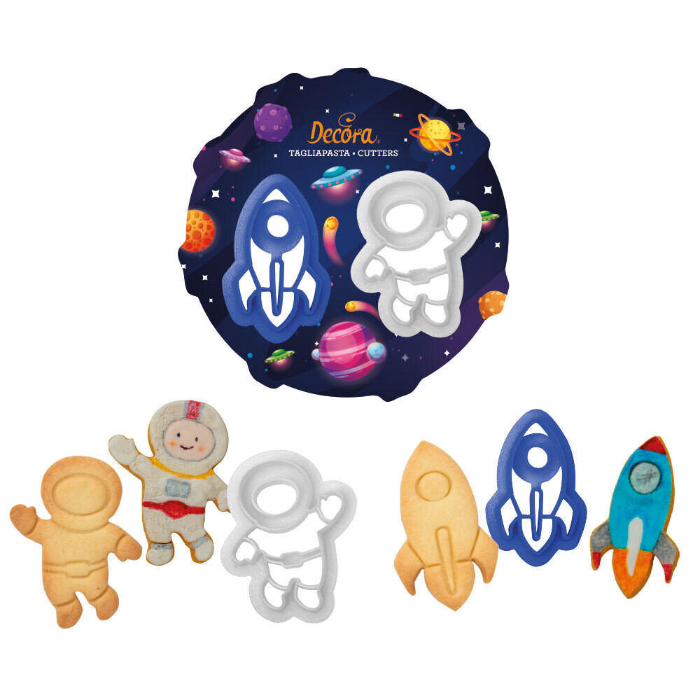 SALE!!! DECORA Cutters -SPACE -Astronaut &amp; Rocket Spaceship - Σετ 2 πλαστικά κουπ πατ Αστροναύτης και Πύραυλος/Διαστημόπλοιο