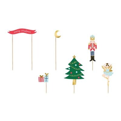 PartyDeco Cake Topper -NUTCRACKER 6τεμ - Χριστουγεννιάτικα Τόπερ Καρυοθραύστης