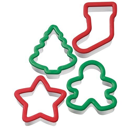 SALE!!! Wilton Christmas Plastic Grippy Cutters in Net -CHRISTMAS Σετ 4 τμχ - Σετ 4 πλαστικά κουπ πατ Χριστουγεννιάτικα με λαβή σιλικόνης-