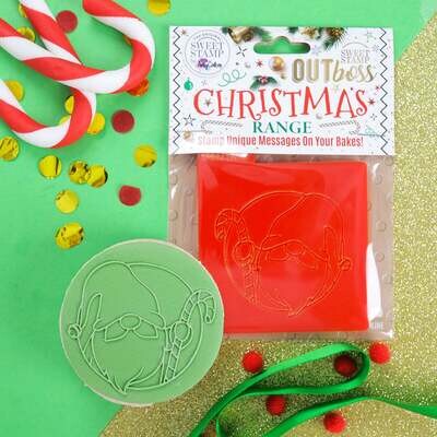 SALE!!! Sweet Stamp -OUTboss Christmas -CANDY CANE GNOME --Χριστουγεννιάτικη Σφραγίδα Νάνος με Γλειφιτζούρι