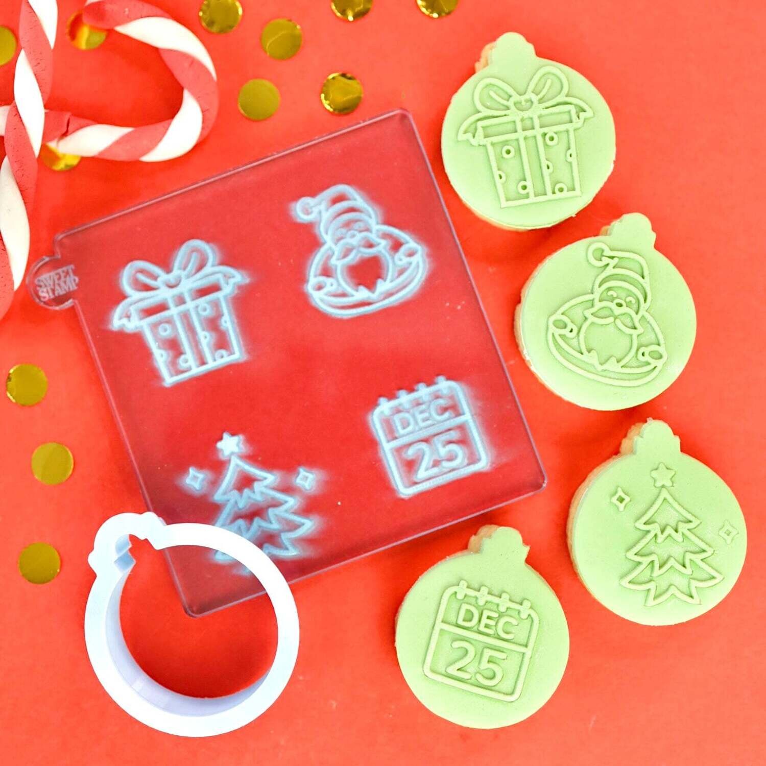 SALE!!! Sweet Stamp -OUTboss Stamp 'n Cut Mini -FEELIN' FESTIVE - Κουπ Πατ και Μίνι Σφραγίδες Χριστουγεννιάτικο Θέμα