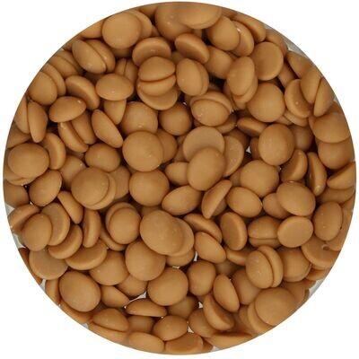 FunCakes GOLD Chocolate Melts 200γρ -  Σταγόνες Βέλγικης Σοκολάτας - Χρυσό με γεύση Καραμέλα Βουτύρου