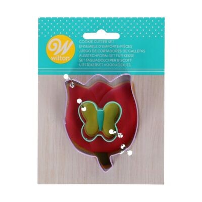 SALE!!! Wilton Easter Metal Cutter -TULIP &amp; BUTTERFLY - Σετ 2τμχ μεταλλικά κουπ πατ Τουλίπα και Πεταλούδα