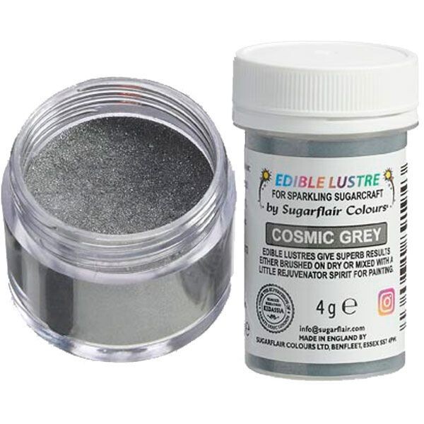 Sugarflair Edible Lustre COSMIC GREY SILVER - Βρώσιμη Σκόνη Μεταλλική Ασημί 4γρ