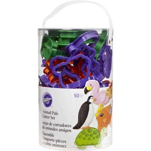SALE!!! Wilton Tub of 50 Cookie Cutters -ANIMAL PALS - Σετ 50τεμ Πλαστικά Κουπ πατ Ζωάκια