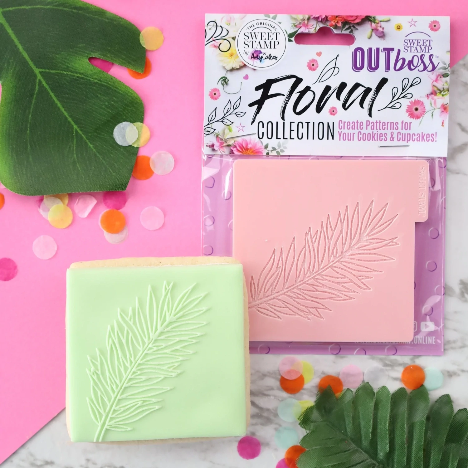 SALE!!! Sweet Stamp -OUTboss Texture Tiles -TROPICAL FOLIAGE- Σφραγίδα Τροπικό Φύλλο
