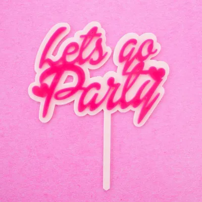 SALE!!! Sweet Stamp Cake Topper - Dollhouse 'Let's Go Party' - Πλαστικό Τόπερ Μπάρμπι Φούξια Let's Go Party