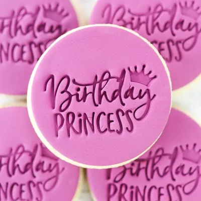 SALE!!! Sweet Stamp -Embosser -Σφραγίδα 'BIRTHDAY PRINCESS' 2 με καλλιγραφικά γράμματα με κορώνα στο πλάι