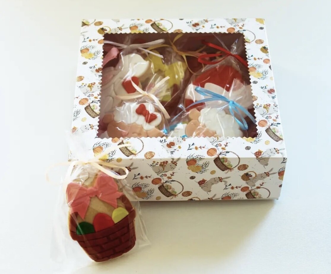 Box for Sweets EASTER DESIGN 20x20x8εκ - Κουτί για Γλυκά τετράγωνο με Πασχαλινό σχέδιο