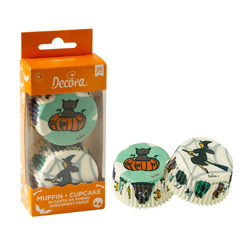 SALE!!! DECORA Cupcake Cases -HALLOWEEN WITCH - Θήκες Ψησίματος με θέμα το Χάλογουϊν, Μάγισσα 36 τεμ