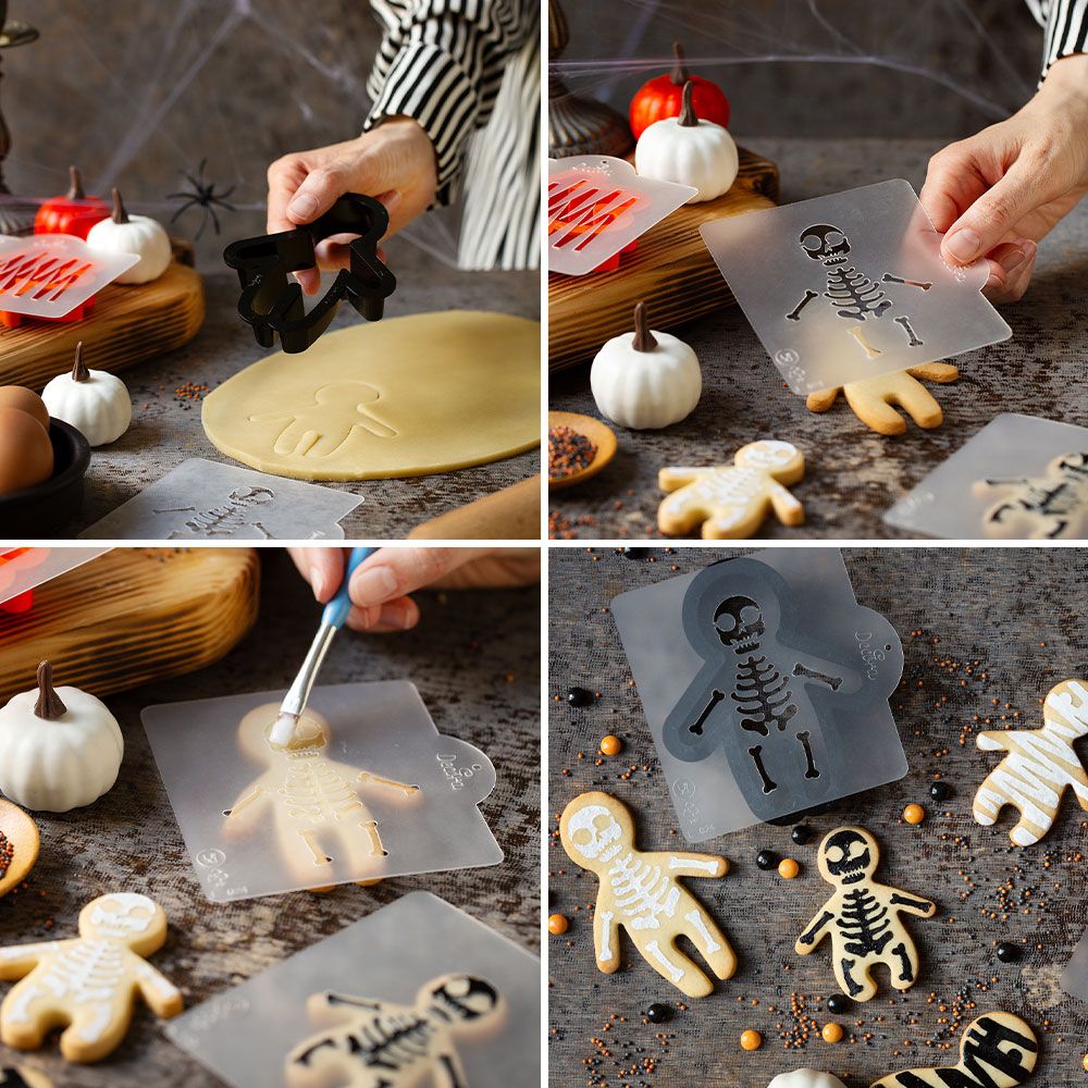 SALE!!! DECORA -HALLOWEEN -Gingerbread Man Cutter and Stencil - Σετ πλαστικά Κουπ πατ Μπισκοτάνθρωπος και Στένσιλ