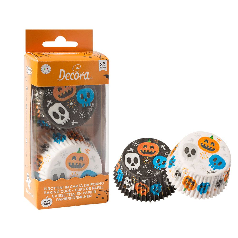 SALE!!! DECORA Cupcake Cases -HALLOWEEN SKULLS - Θήκες Ψησίματος με θέμα το Χάλογουϊν, Κρανία 36 τεμ