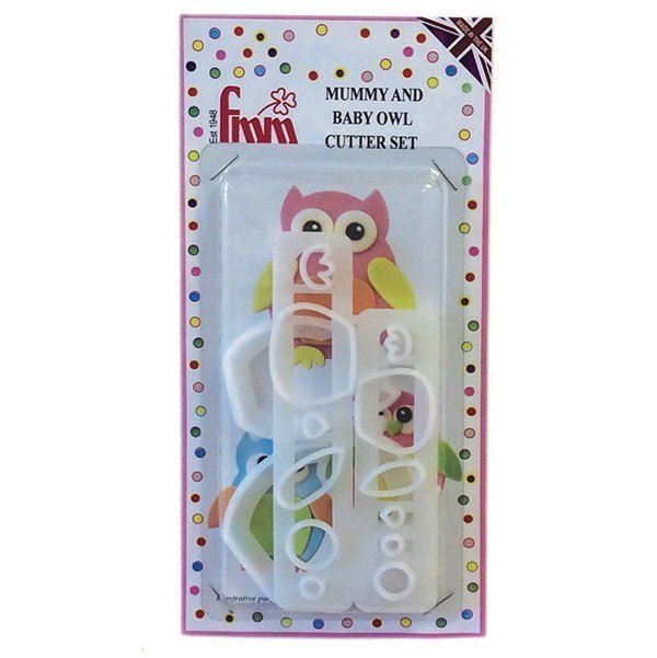 SALE!!! FMM Cutters -Mummy &amp; Baby OWLS -Σετ 4τεμ κουπ πατ Κουκουβάγια Μαμά &amp; Μωράκι
