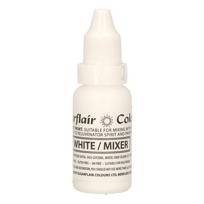Sugarflair Edible Droplet Paint -White/Mixer- 14ml - Χρώμα σε υγρή μορφή Λευκό