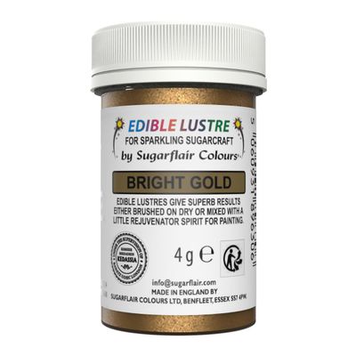 Sugarflair Edible Lustre BRIGHT GOLD - Βρώσιμη Σκόνη Μεταλλική Χρυσή 4γρ