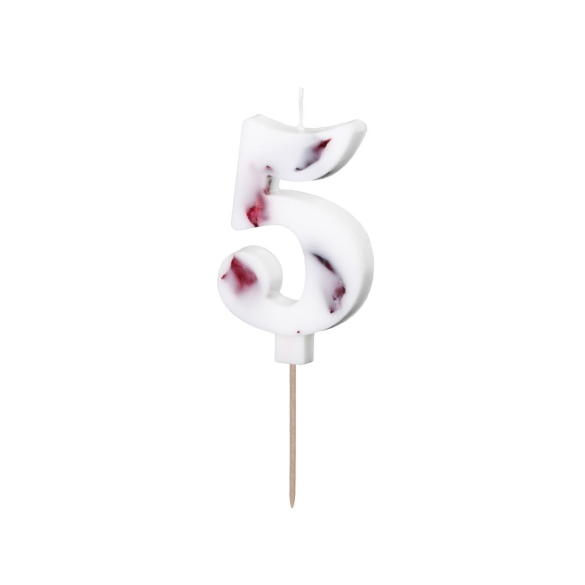 Number Candles -FLOWERS -Κεράκι Λευκό αριθμός '5' με λουλούδια