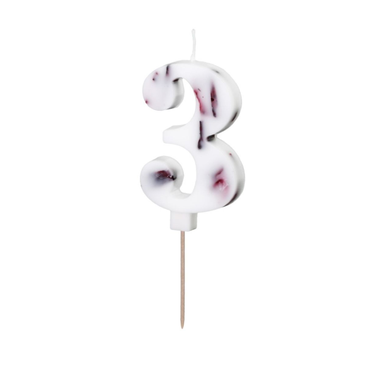 Number Candles -FLOWERS -Κεράκι Λευκό αριθμός '3' με λουλούδια