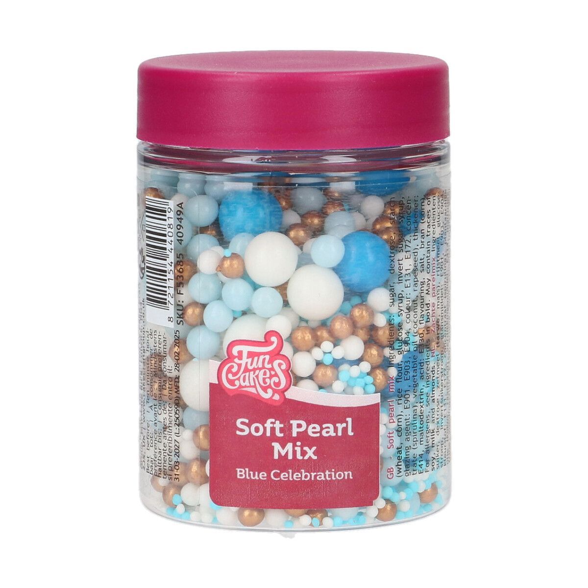 FunCakes Soft Pearls Mix BLUE CELEBRATION 80g-Μαλακές Πέρλες mix