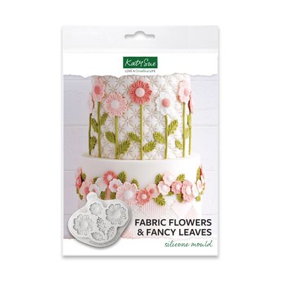 Katy Sue Silicone Mould -FABRIC FLOWERS AND FANCY LEAVES