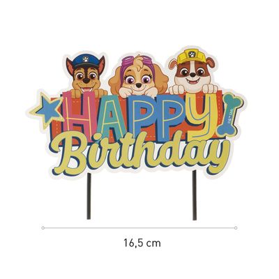 DEKORA Cake Paw Patrol Happy Birthday Cake Topper 17 cm-Τόπερ Paw Patrol