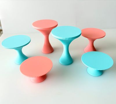 CBS Mini Cupcake Stands  - Σετ 3 Μικρές Βάσεις Για Cupcakes -SEA BLUE