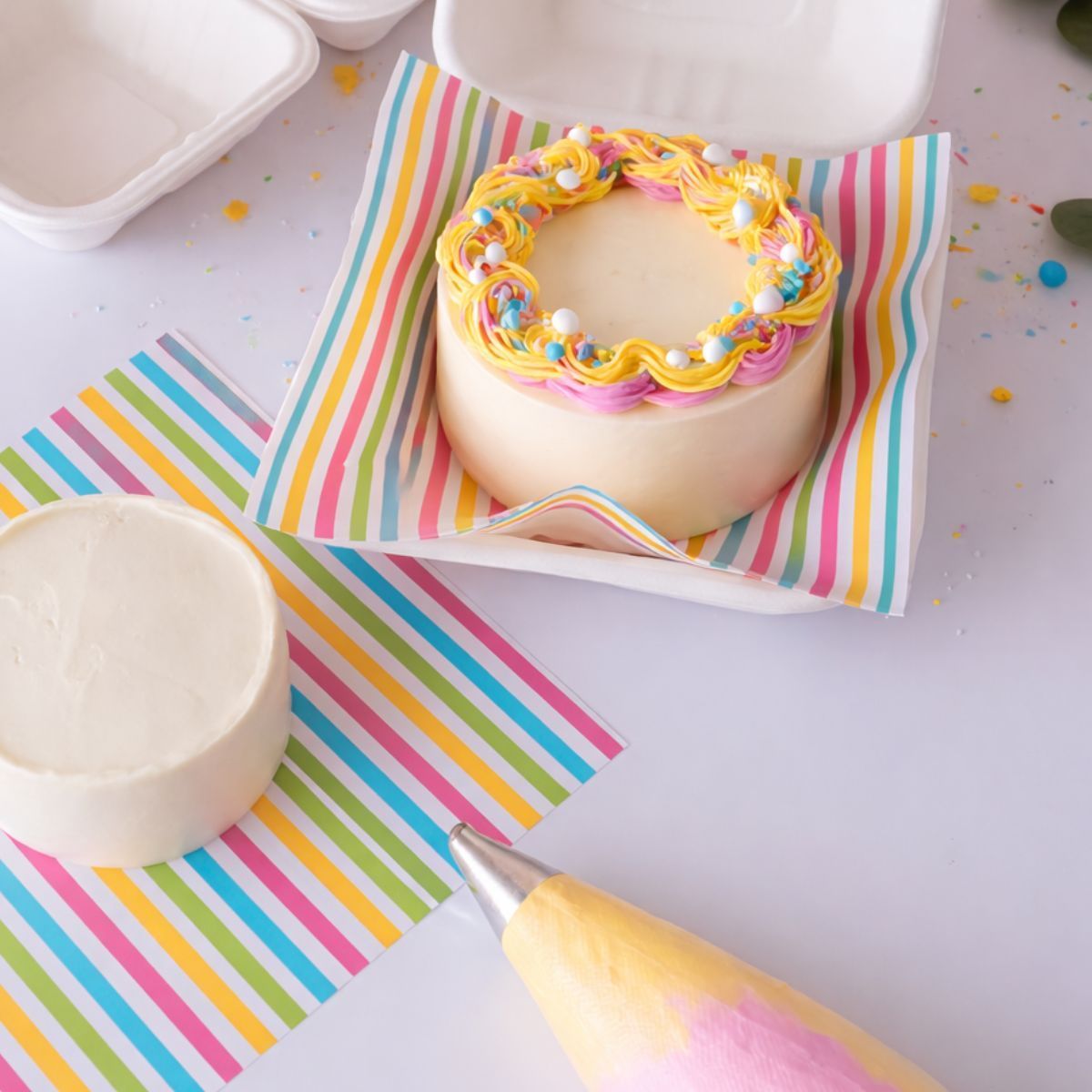 Bento Box Liner RAINBOW STRIPES 50τμχ-Λαδόκολλα πολύχρωμη