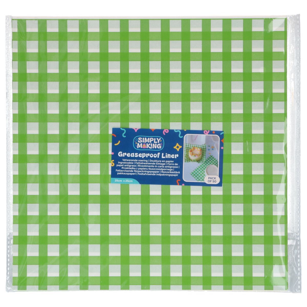 Bento Box Liner GREEN CHECKERBOARD 50τμχ-Λαδόκολλα Πράσινη