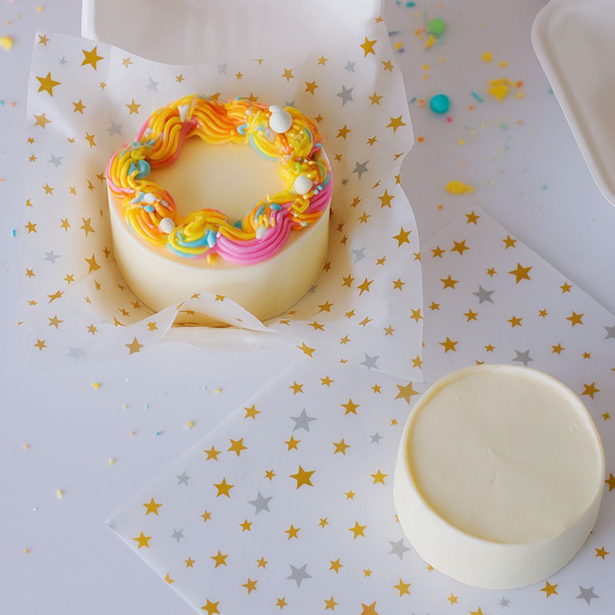 Bento Box Liner GOLD SILVER STARS 50τμχ-Λαδόκολλα με Χρυσά και Ασημί Αστέρια