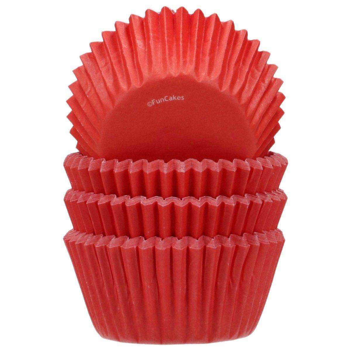 FUNCAKES Cupcake Cases -MINI RED - Μίνι Θήκες Ψησίματος για Κάπκεϊκς 100τεμ