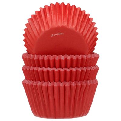 FUNCAKES Cupcake Cases -MINI RED - Μίνι Θήκες Ψησίματος για Κάπκεϊκς 100τεμ