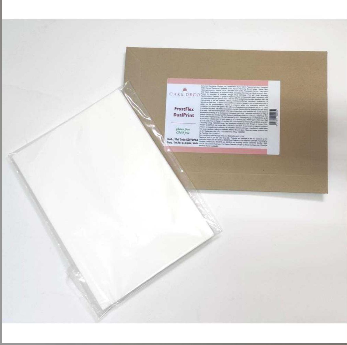 FROSTFLEX SHEETS EDIBLE PAPER A4 -Βρώσιμα Χοντρά Φύλλα Ζαχαρόπαστας Α4 για Εκτύπωση 25τεμ Λευκά