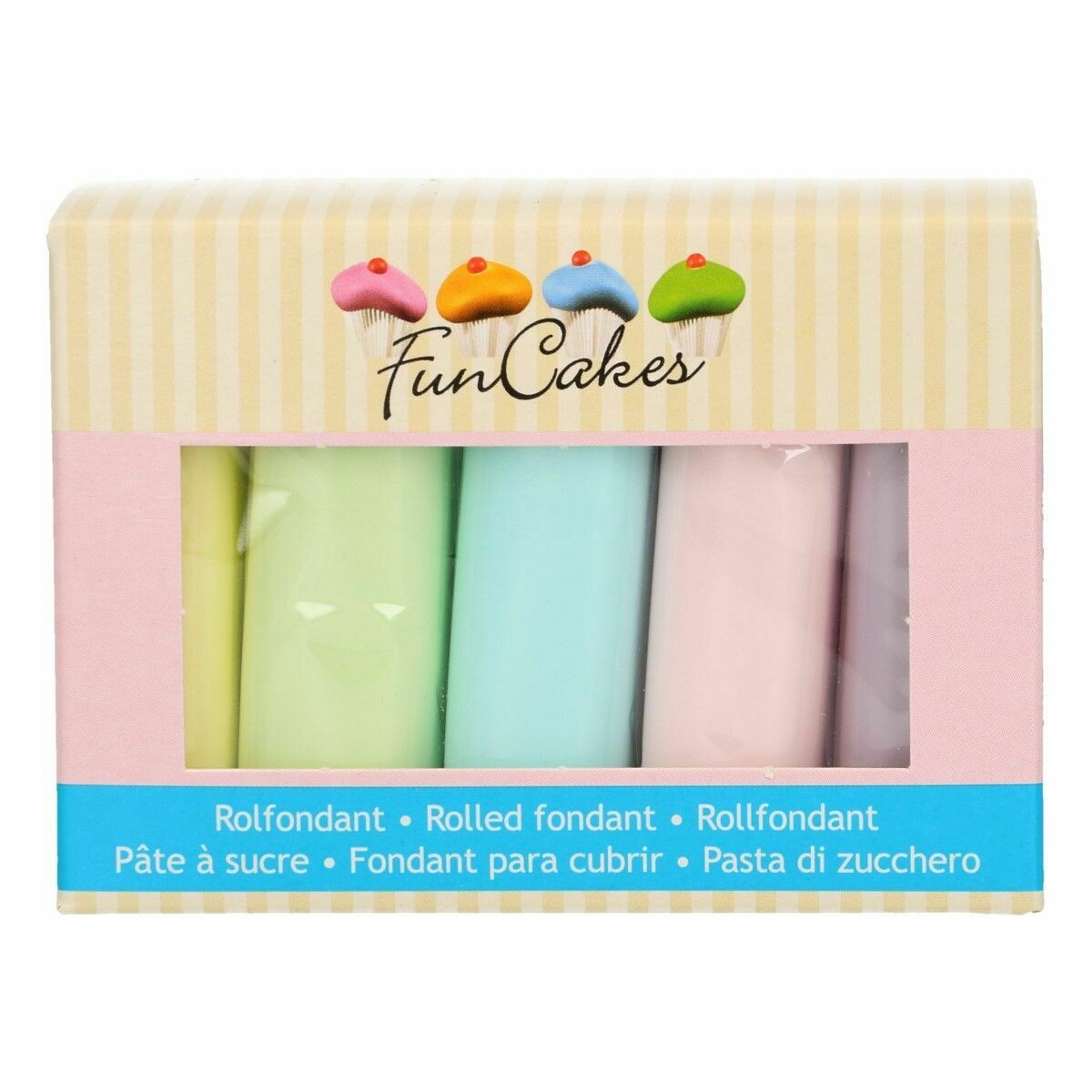 SALES!!!FunCakes Fondant -MULTIPACK -PASTEL COLOURS 5x100g - Σετ με Ζαχαρόπαστες σε 5 χρώματα - Κίτρινο, Λαχανί, Γαλάζιο, Ροζ και Λιλά-ΑΝΑΛΩΣΗ ΚΑΤΑ ΠΡΟΤΙΜΗΣΗ 12/2026