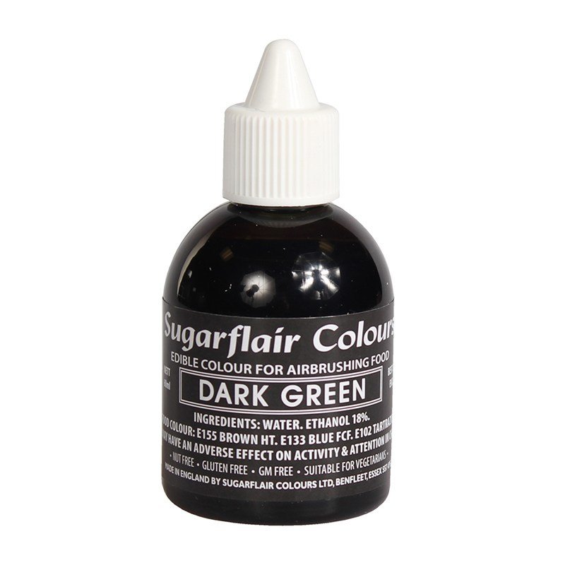 SALES!!!Sugarflair Airbrush Colour -MATT DARK GREEN -Χρώμα Αερογράφου Ματ Σκούρο Πράσινο 60ml-ΑΝΑΛΩΣΗ ΚΑΤΑ ΠΡΟΤΙΜΗΣΗ 12/2026