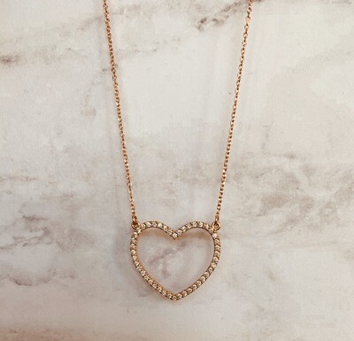 Open Heart Rose Gold Diamond Necklace
