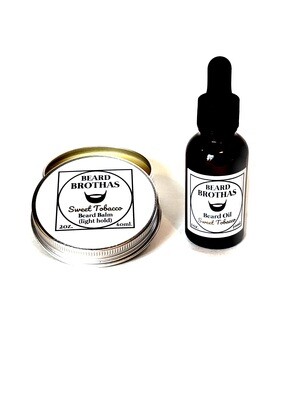 Beard Brothas Beard Oil and Balm Set. Sweet Tobacco Scent.