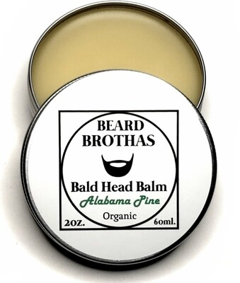 Premium Organic Bald Head Balm Moisturizer. Alabama Pine Scent.