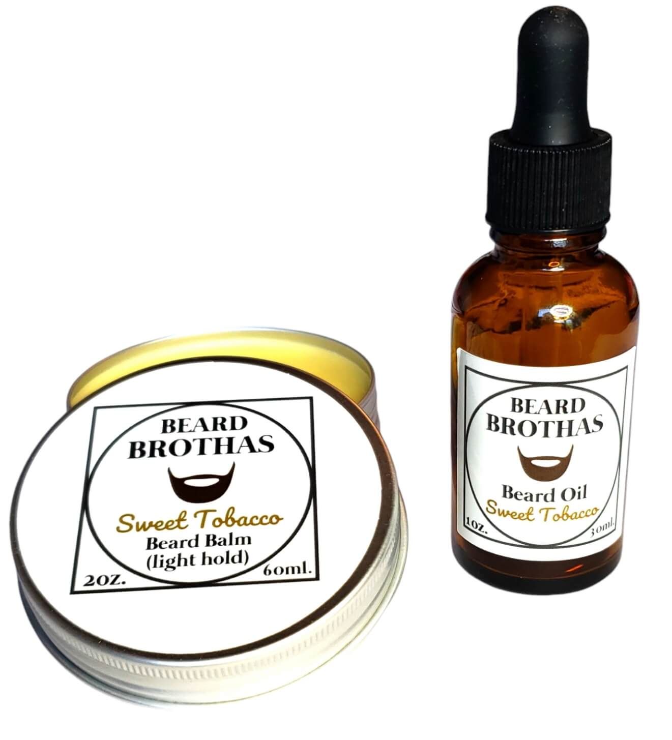 Beard Oil and Balm Set. Sweet Tobacco Scent.