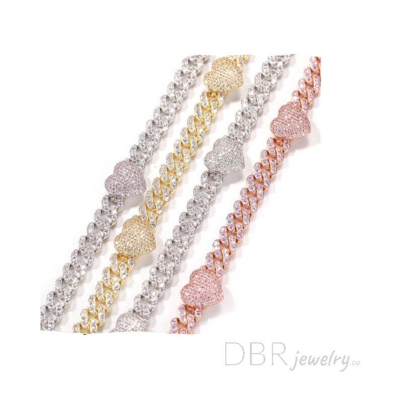 HEART CHARM CUBAN LINK