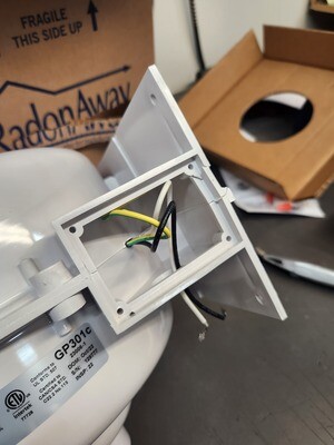 RadonAway GP301 Oct/22 Damaged Wiring Box