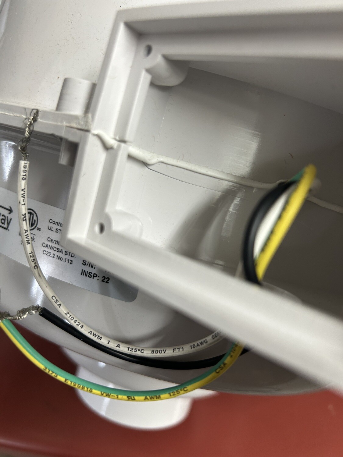 RadonAway GP301 FEBRUARY/2022 Small Crack in Wiring Box