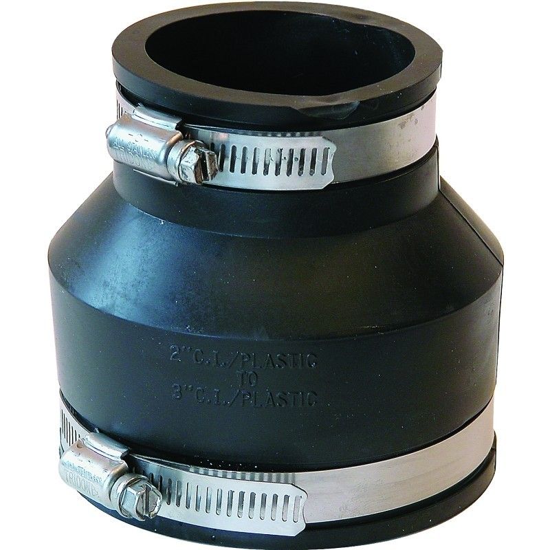 NEW PlumbQwik P1056-32 3" X 2" PVC RUBBER BLACK FLEXIBLE PIPE COUPLING....Last One!